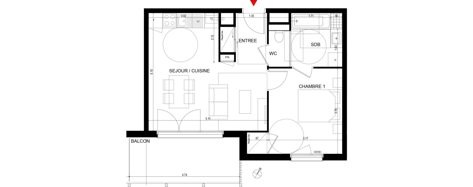 Appartement T2 de 44,23 m2 &agrave; Ornex Centre