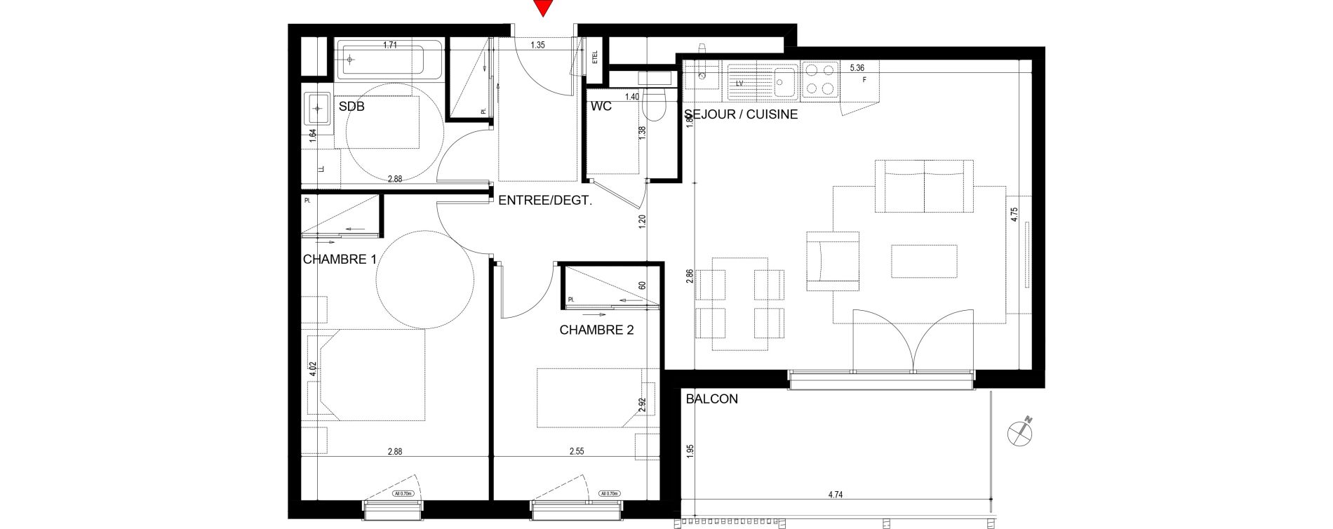 Appartement T3 de 62,97 m2 &agrave; Ornex Centre