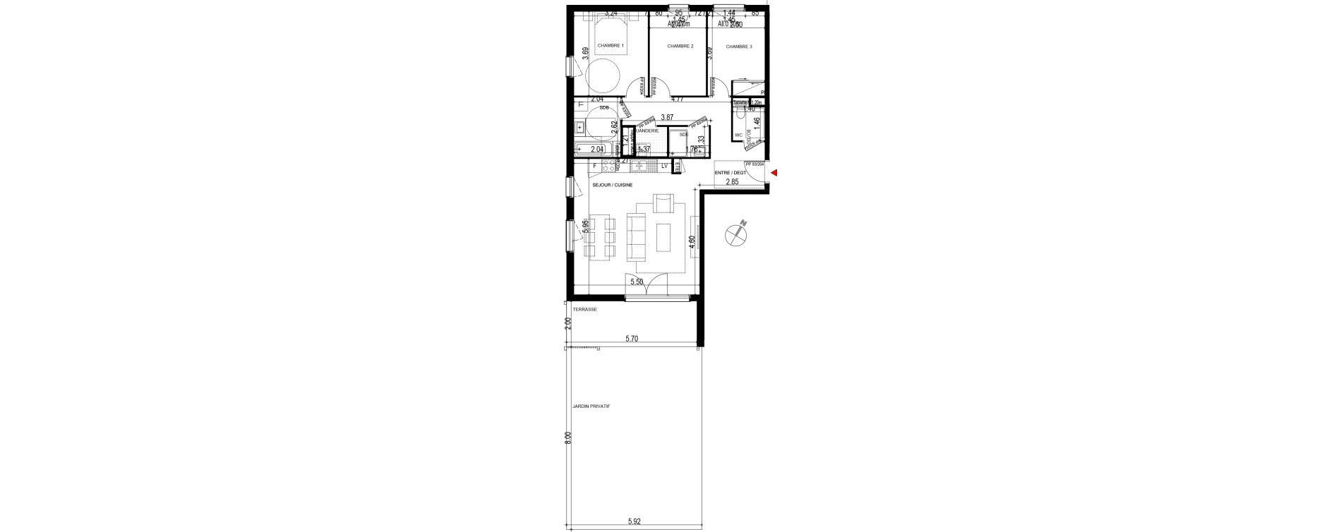 Appartement T4 de 86,09 m2 &agrave; Ornex Centre