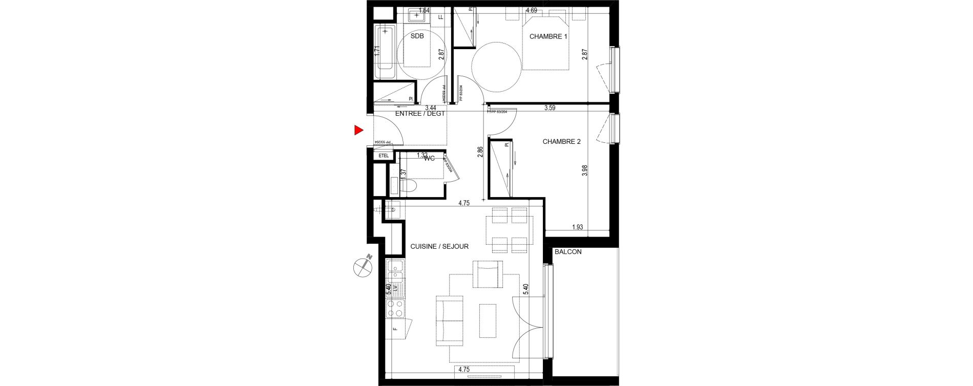 Appartement T3 de 65,66 m2 &agrave; Ornex Centre