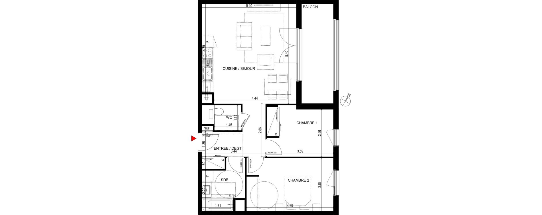 Appartement T3 de 64,49 m2 &agrave; Ornex Centre
