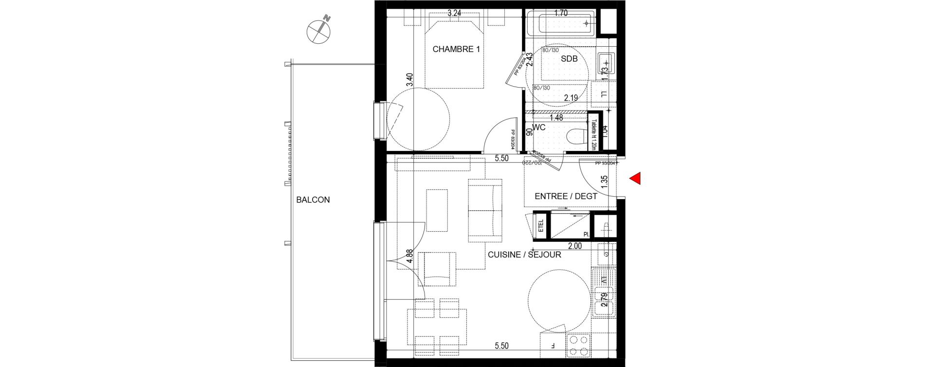 Appartement T2 de 43,26 m2 &agrave; Ornex Centre