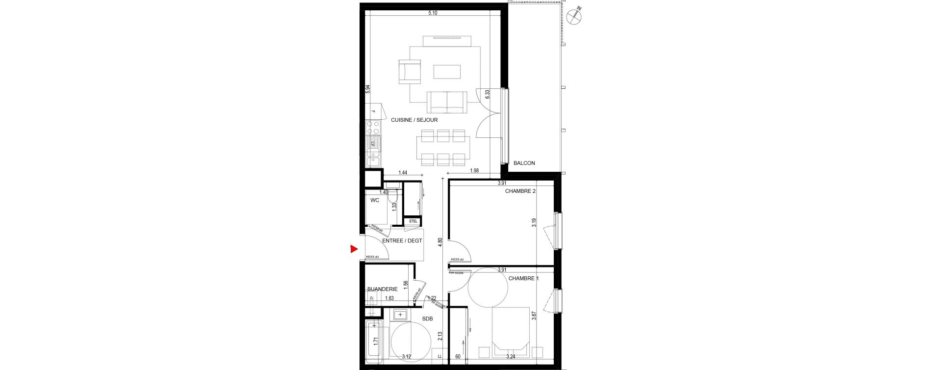 Appartement T3 de 70,94 m2 &agrave; Ornex Centre