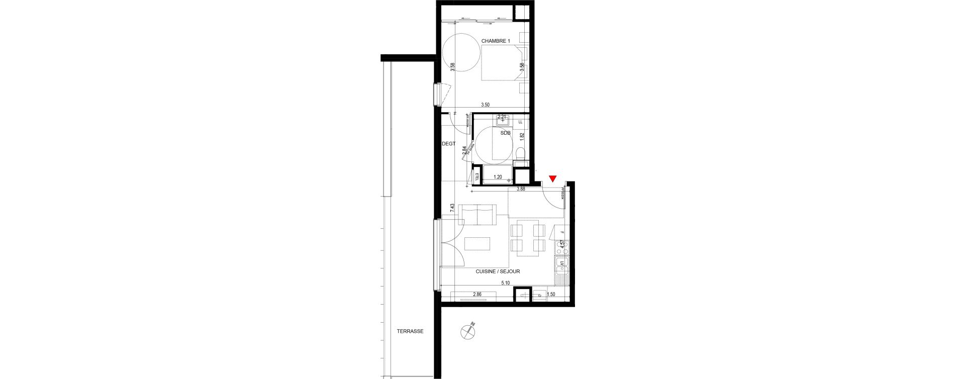 Appartement T2 de 45,82 m2 &agrave; Ornex Centre