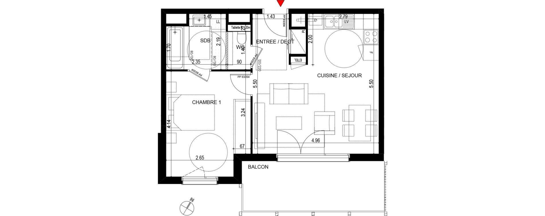 Appartement T2 de 45,57 m2 &agrave; Ornex Centre