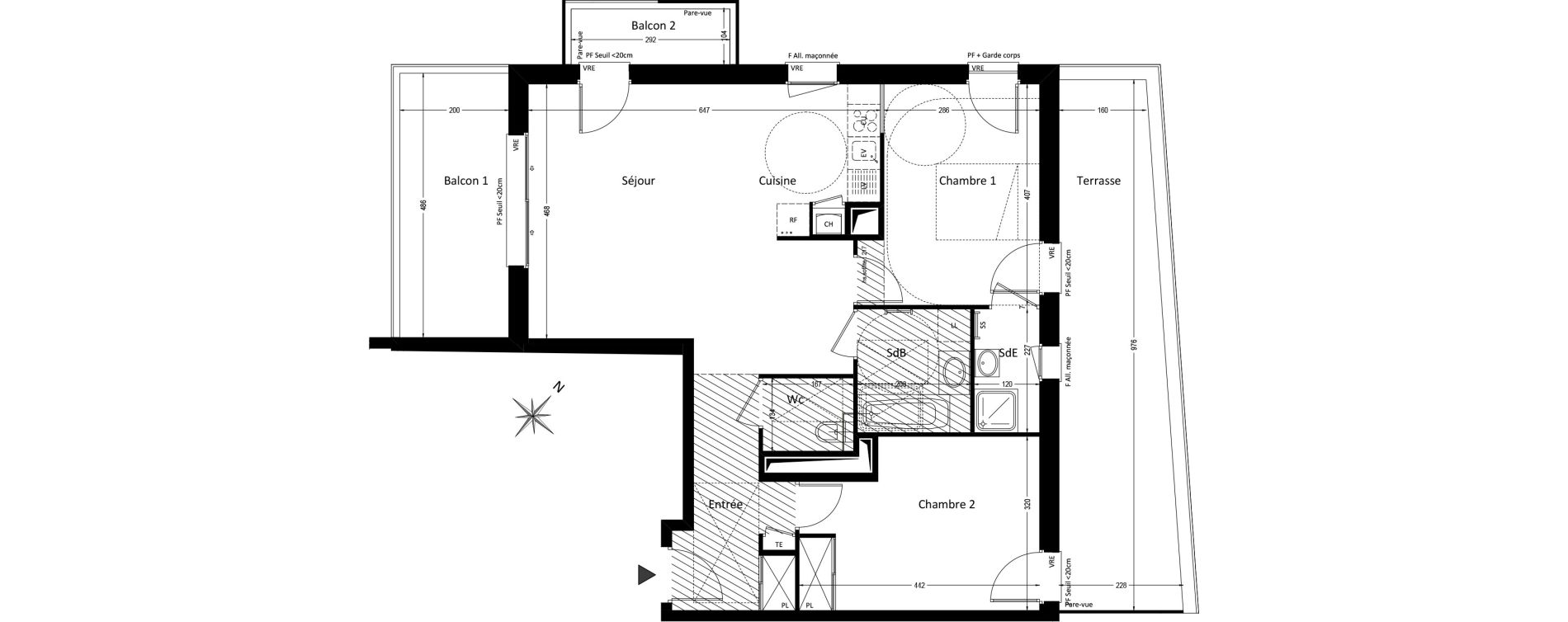 Appartement T3 de 72,46 m2 &agrave; Pr&eacute;vessin-Mo&euml;ns Centre