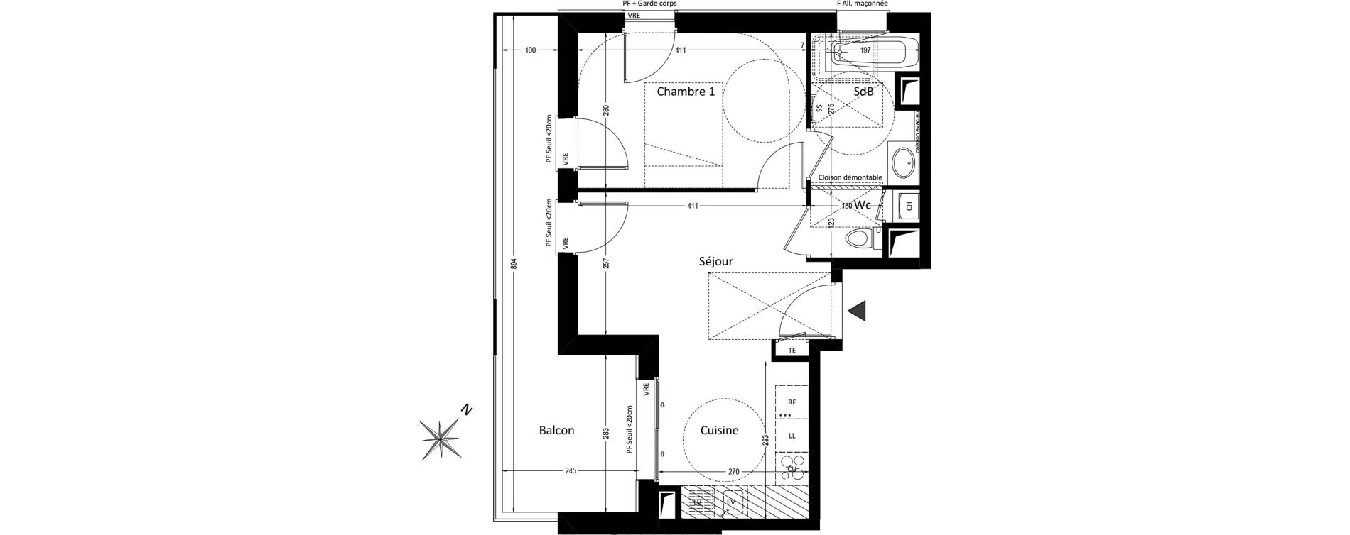 Appartement T2 de 38,16 m2 &agrave; Pr&eacute;vessin-Mo&euml;ns Centre
