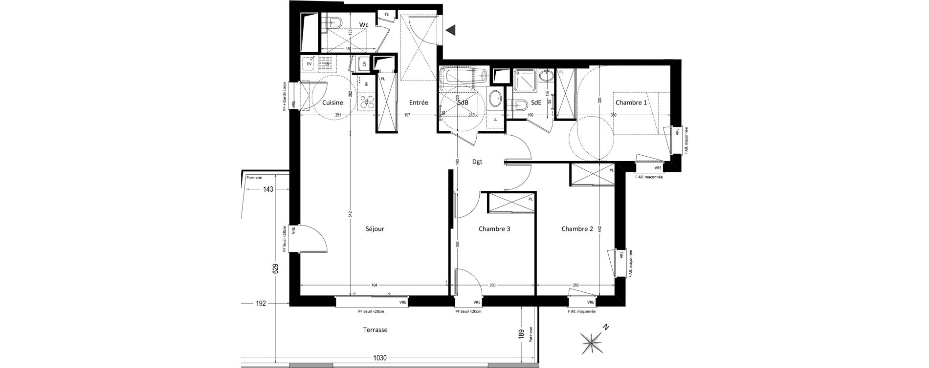 Appartement T4 de 88,86 m2 &agrave; Pr&eacute;vessin-Mo&euml;ns Centre