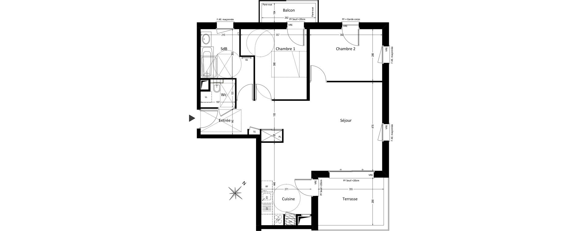 Appartement T3 de 73,55 m2 &agrave; Pr&eacute;vessin-Mo&euml;ns Centre