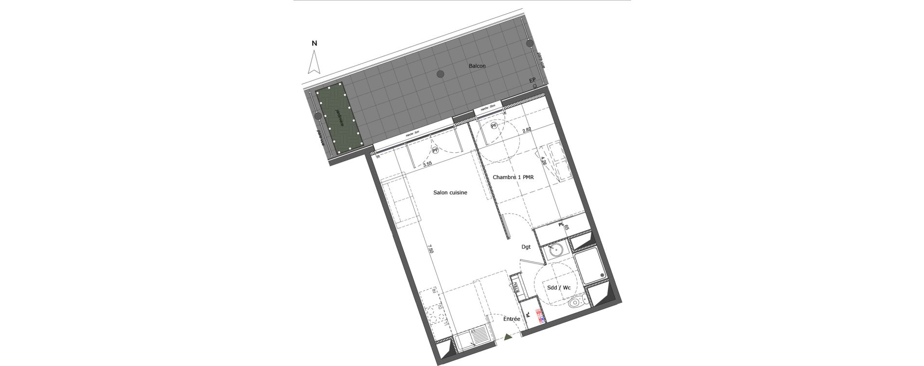 Appartement T2 de 45,65 m2 &agrave; Saint-Genis-Pouilly Centre