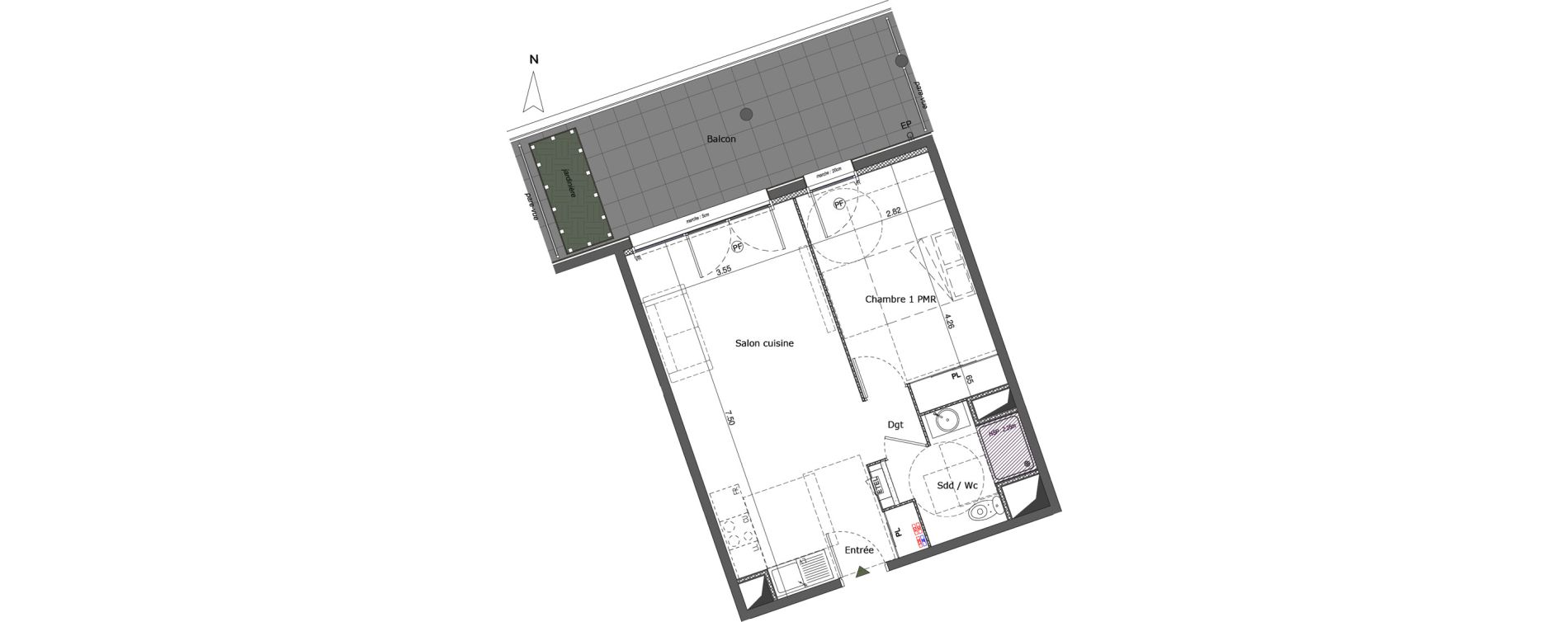 Appartement T2 de 45,65 m2 &agrave; Saint-Genis-Pouilly Centre