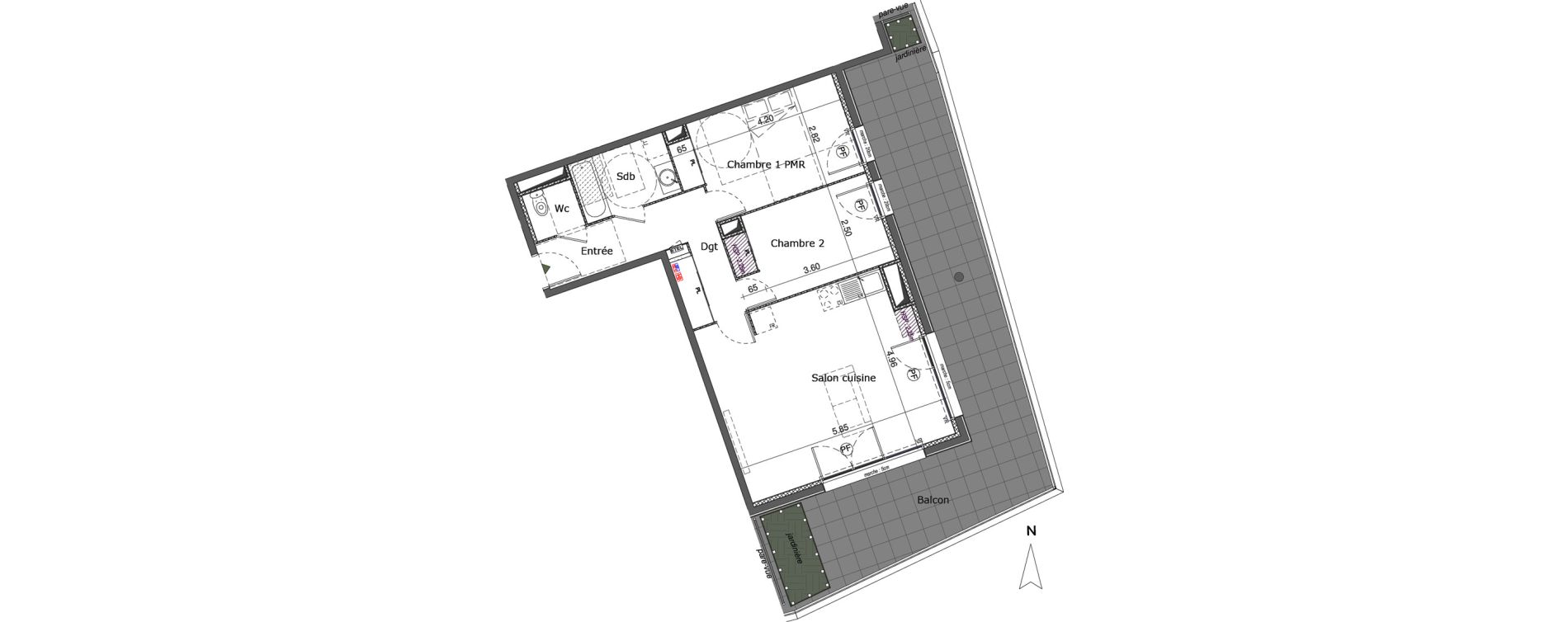 Appartement T3 de 67,66 m2 &agrave; Saint-Genis-Pouilly Centre