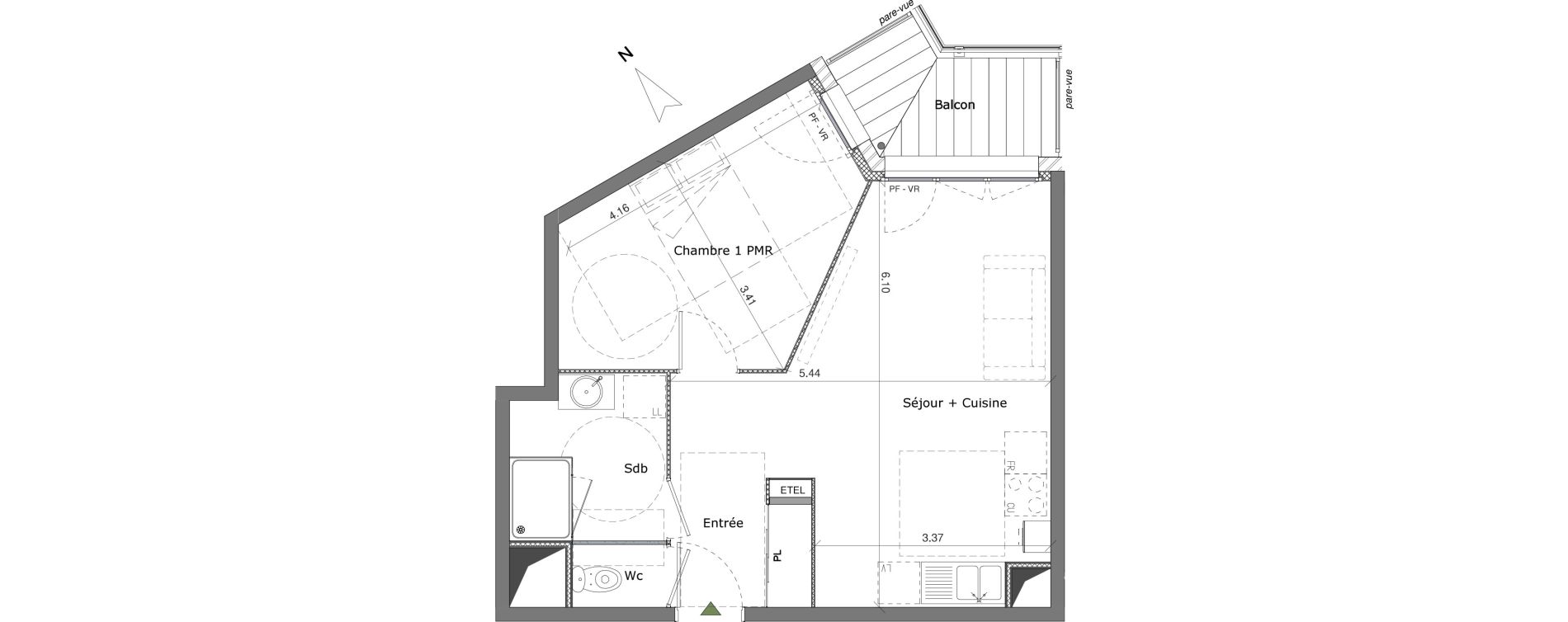 Appartement T2 de 44,92 m2 &agrave; Saint-Genis-Pouilly Centre