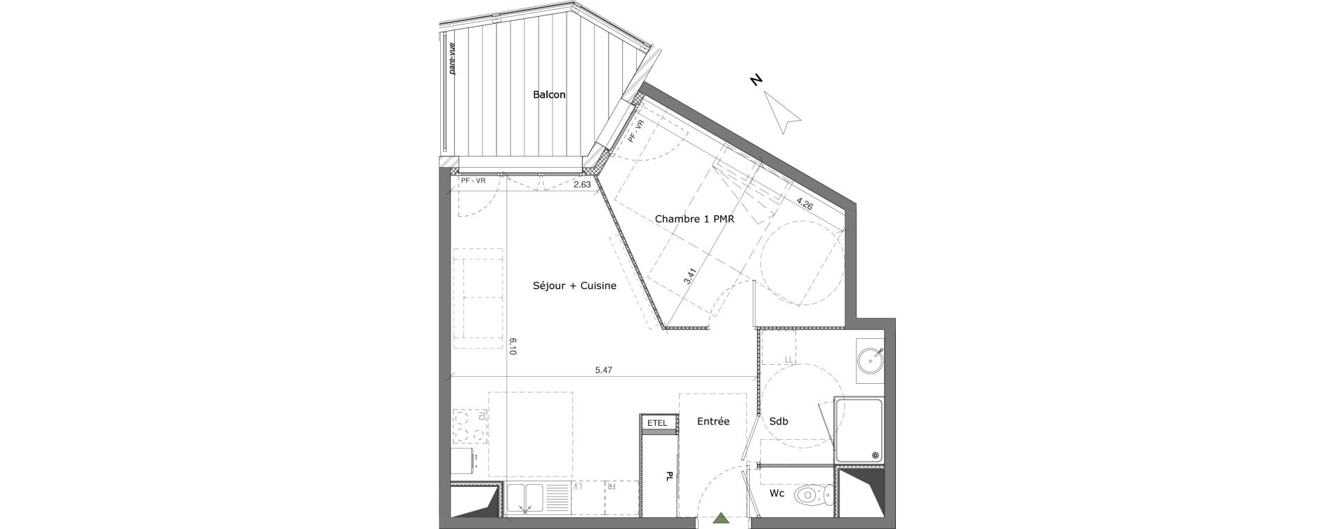 Appartement T2 de 45,00 m2 &agrave; Saint-Genis-Pouilly Centre