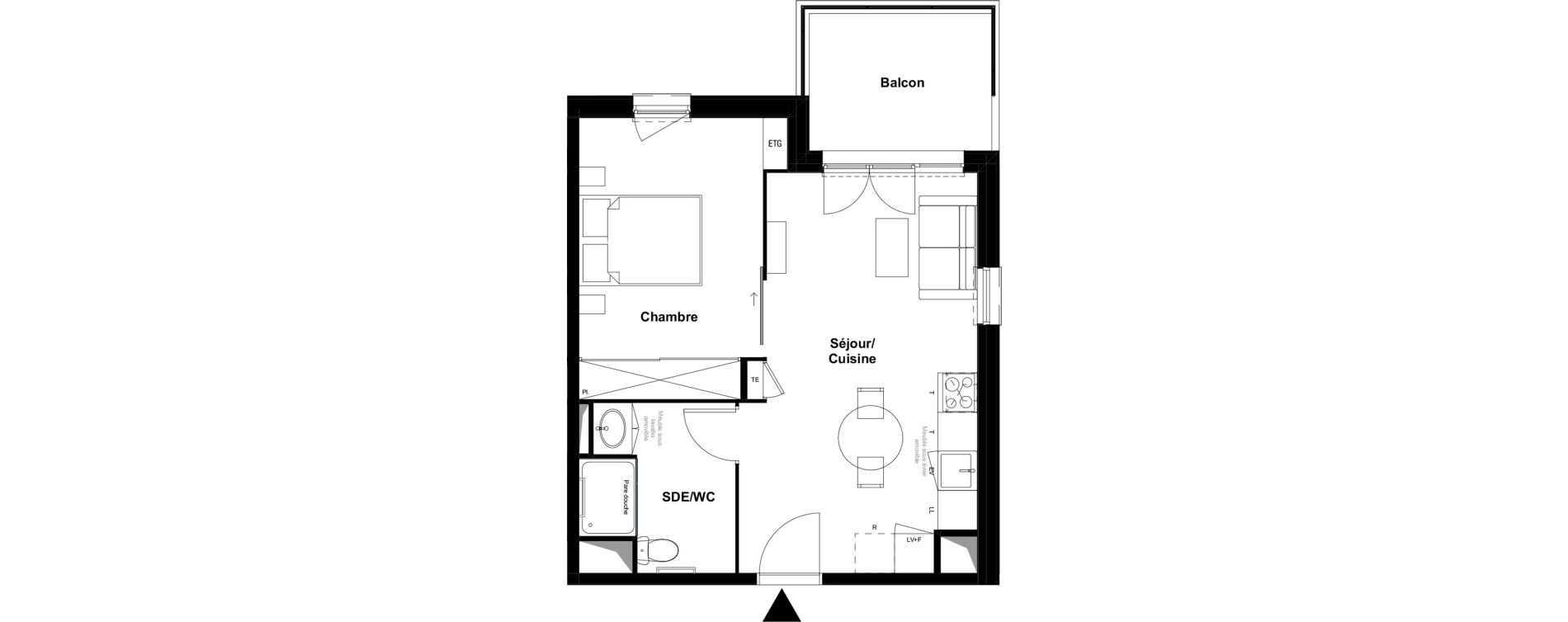 Appartement T2 meubl&eacute; de 39,05 m2 &agrave; Saint-Laurent-Sur-Sa&ocirc;ne Centre