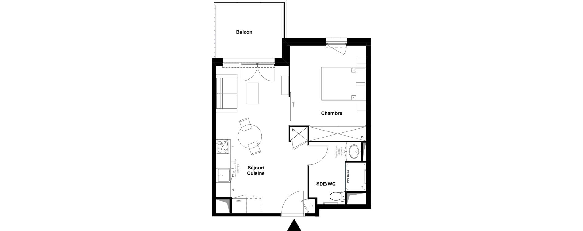 Appartement T2 meubl&eacute; de 39,40 m2 &agrave; Saint-Laurent-Sur-Sa&ocirc;ne Centre