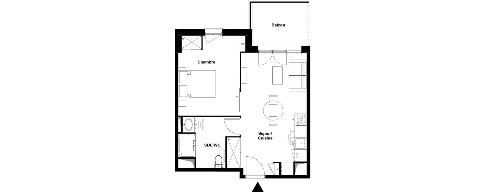 Appartement T2 meubl&eacute; de 39,91 m2 &agrave; Saint-Laurent-Sur-Sa&ocirc;ne Centre