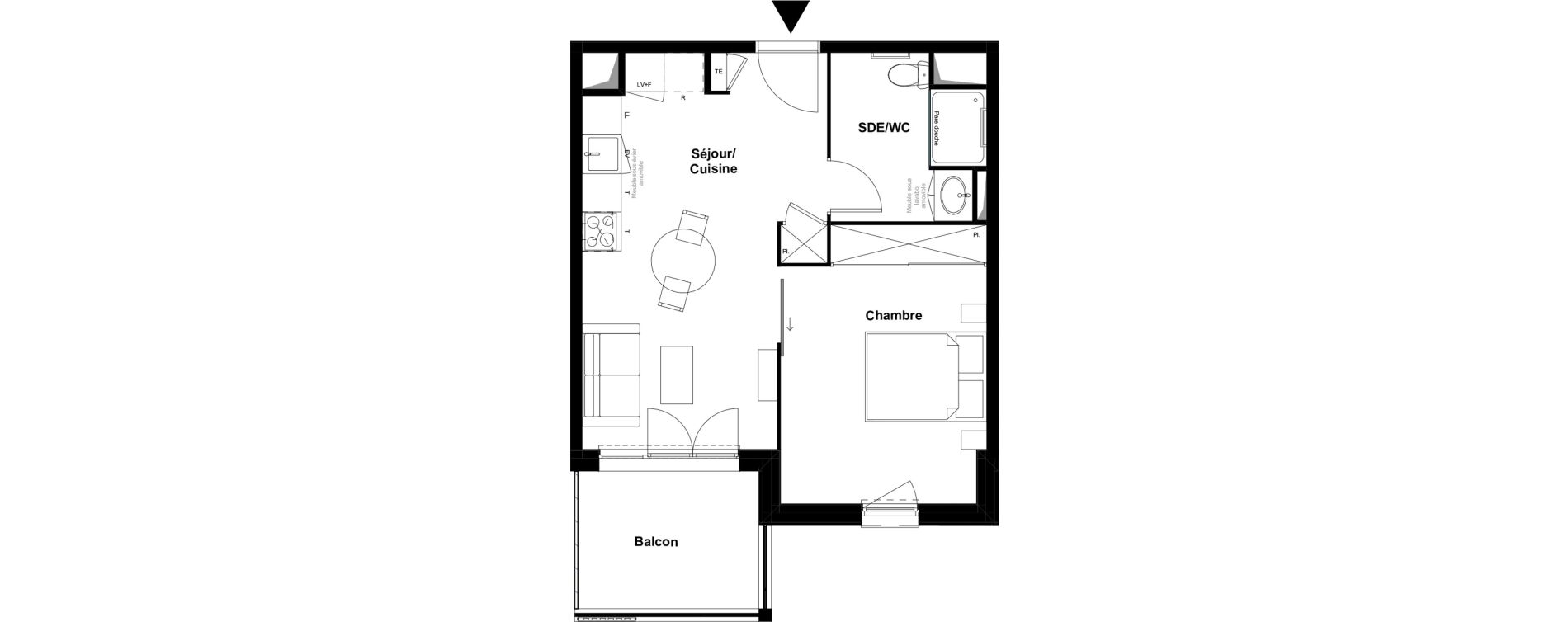 Appartement T2 meubl&eacute; de 39,84 m2 &agrave; Saint-Laurent-Sur-Sa&ocirc;ne Centre