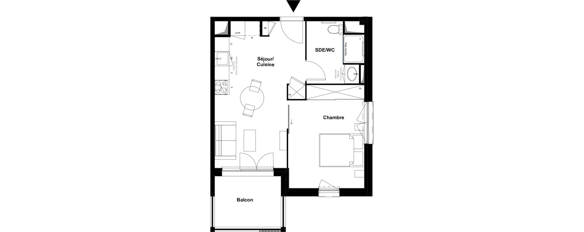 Appartement T2 meubl&eacute; de 39,97 m2 &agrave; Saint-Laurent-Sur-Sa&ocirc;ne Centre