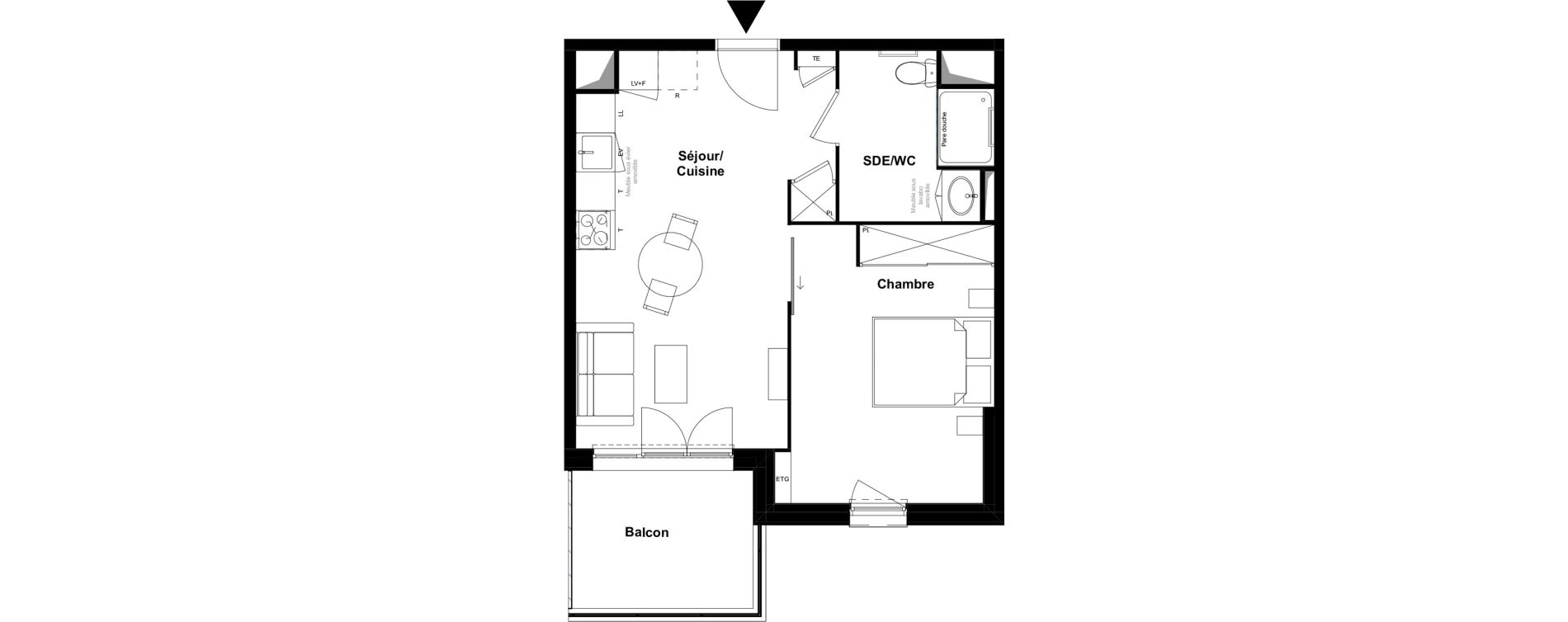 Appartement T2 meubl&eacute; de 41,12 m2 &agrave; Saint-Laurent-Sur-Sa&ocirc;ne Centre