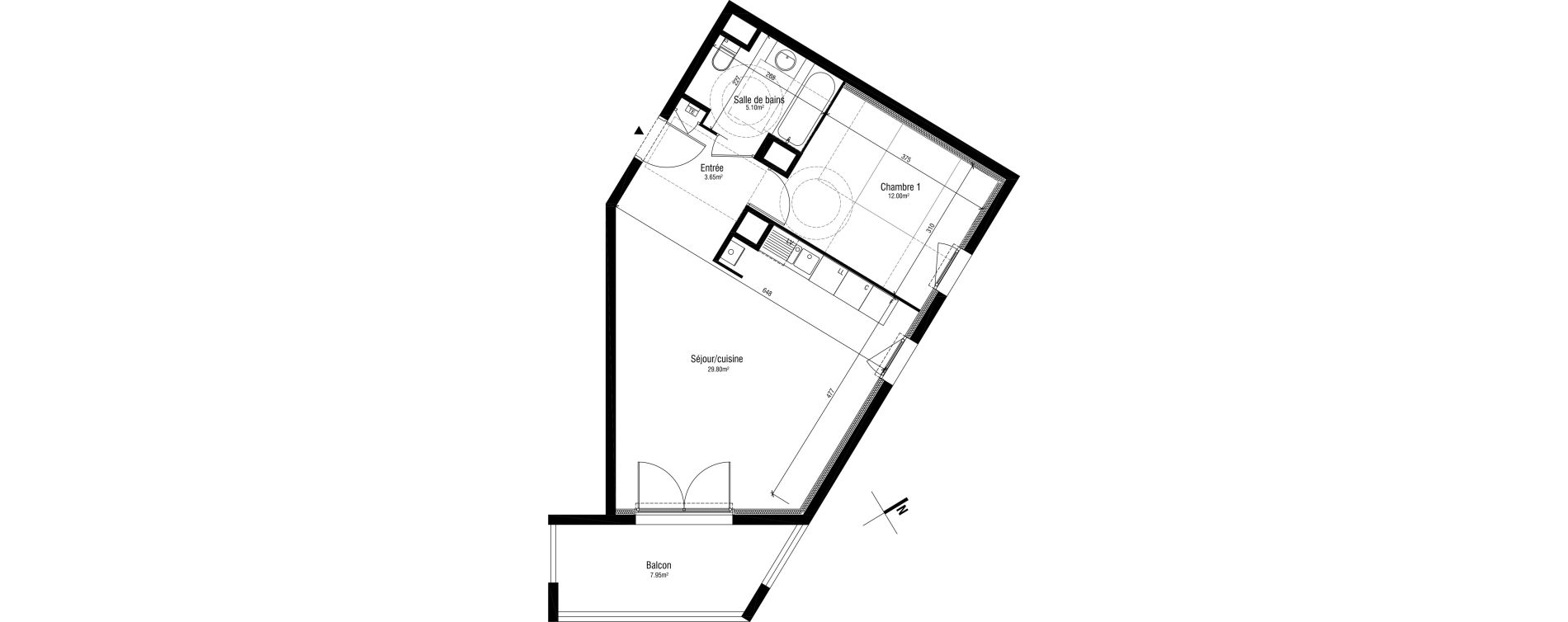 Appartement T2 de 50,55 m2 &agrave; Saint-Maurice-De-Beynost Centre