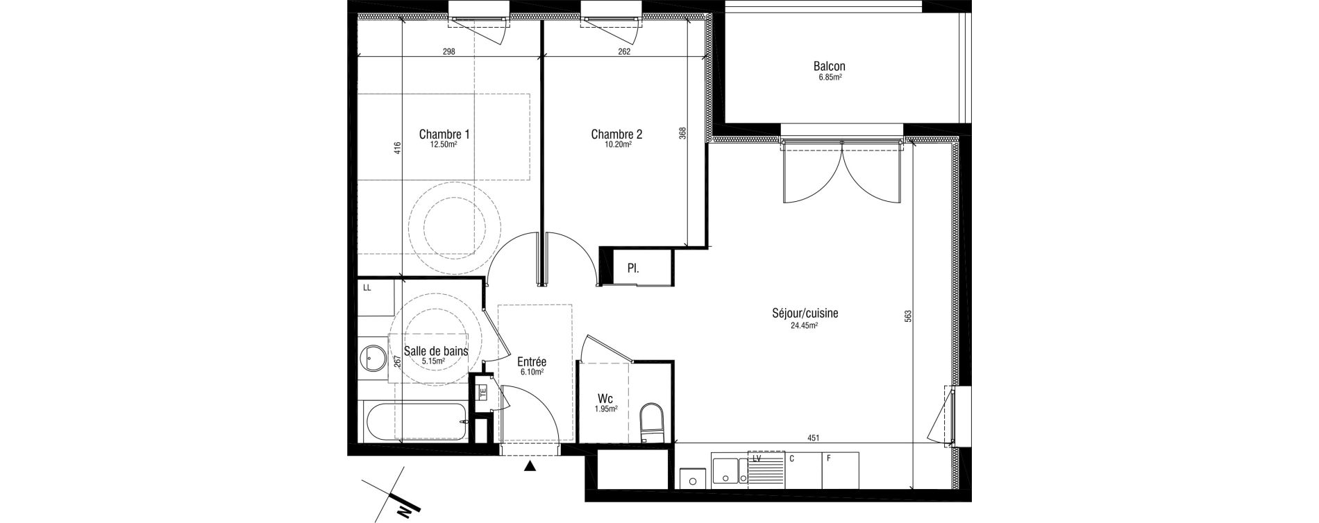 Appartement T3 de 60,35 m2 &agrave; Saint-Maurice-De-Beynost Centre