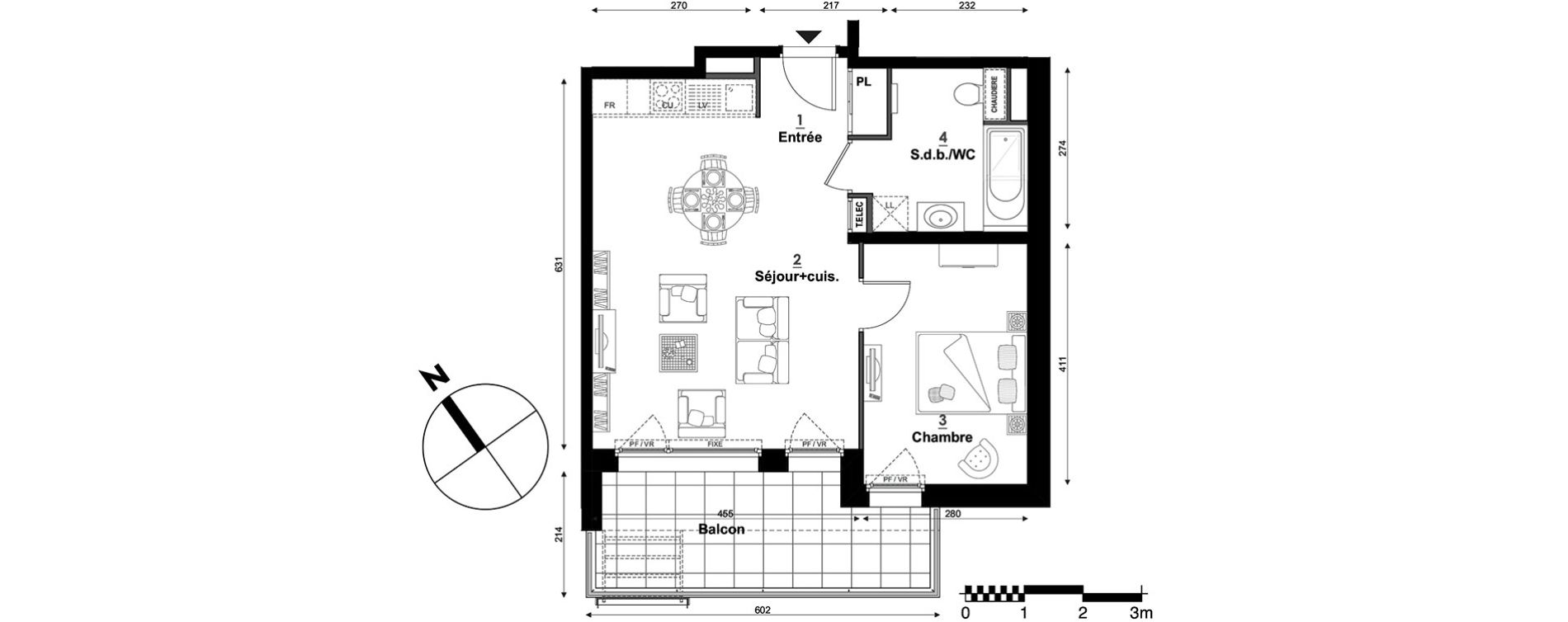 Appartement T2 de 47,54 m2 &agrave; S&eacute;gny Centre