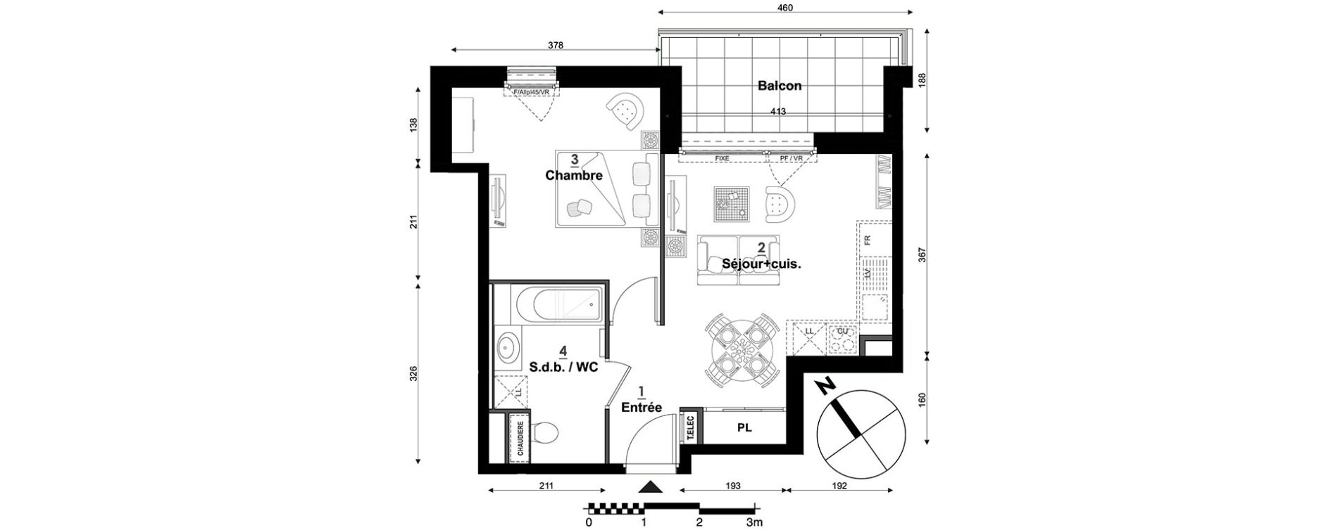 Appartement T2 de 39,18 m2 &agrave; S&eacute;gny Centre