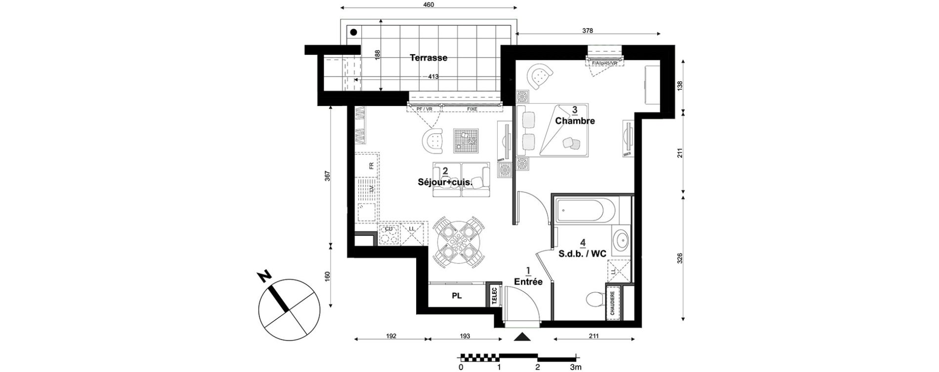 Appartement T2 de 39,18 m2 &agrave; S&eacute;gny Centre