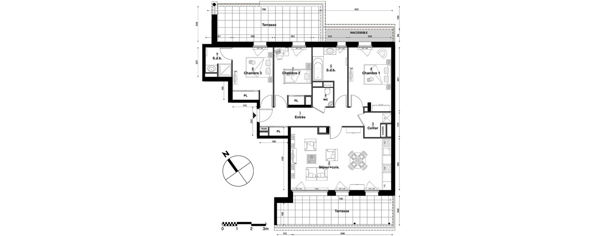 Appartement T4 de 87,87 m2 &agrave; S&eacute;gny Centre