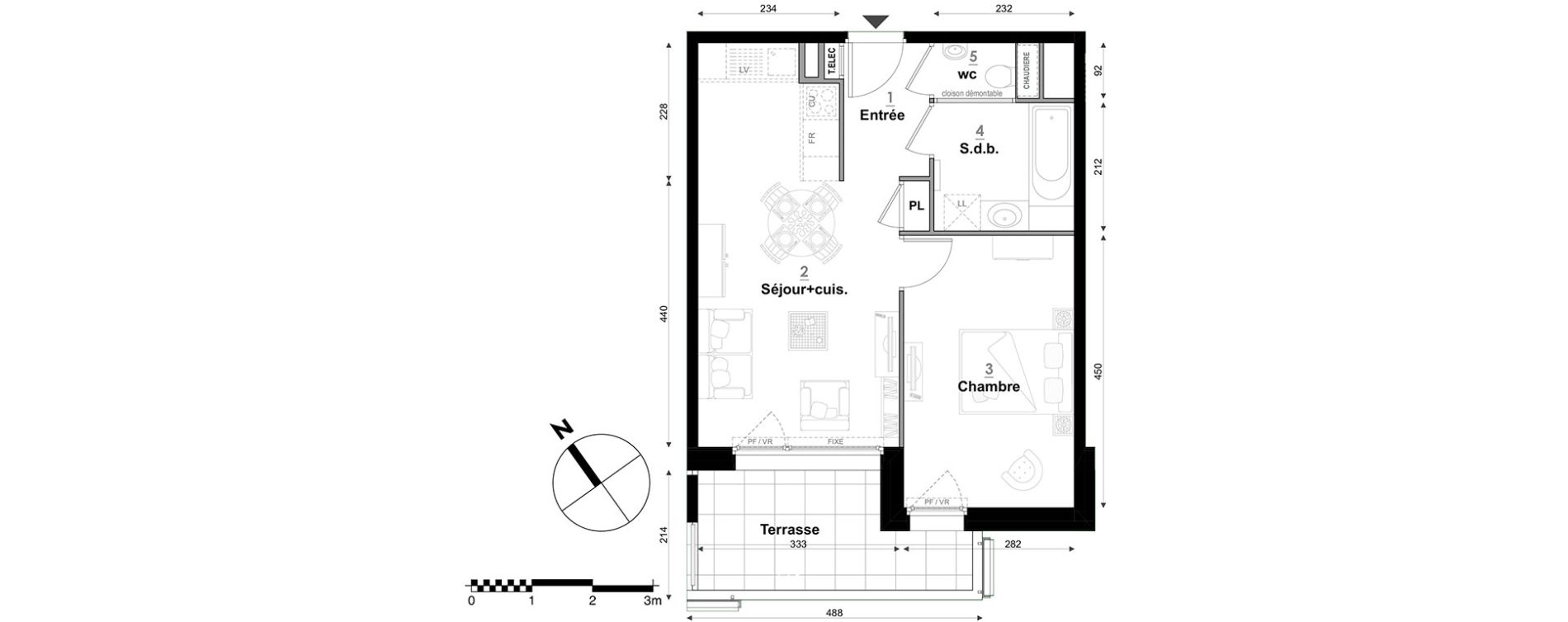 Appartement T2 de 42,00 m2 &agrave; S&eacute;gny Centre