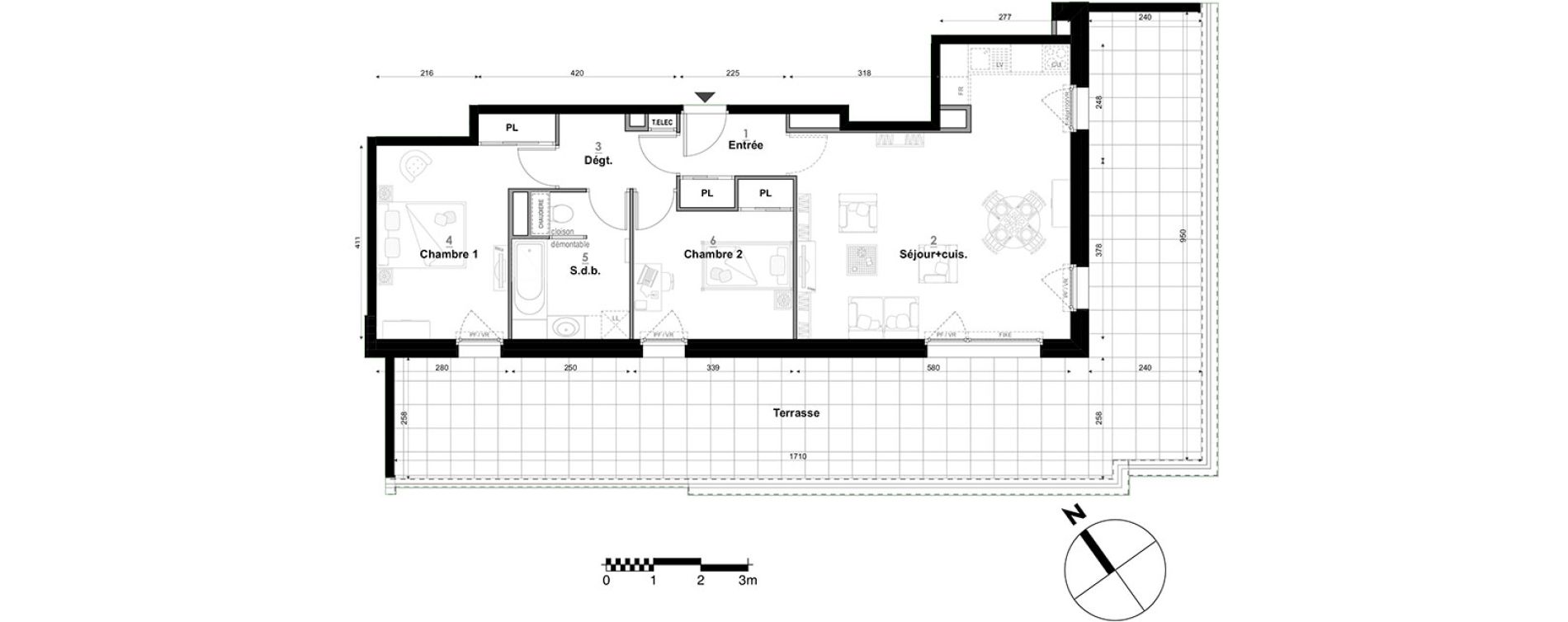 Appartement T3 de 68,53 m2 &agrave; S&eacute;gny Centre