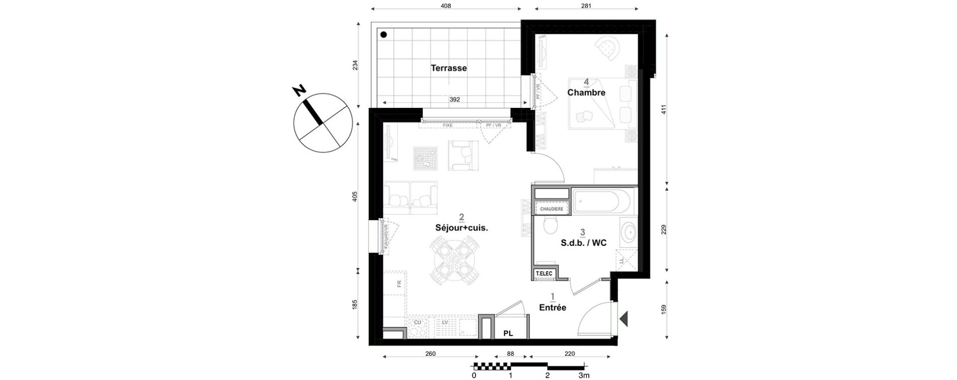 Appartement T2 de 44,01 m2 &agrave; S&eacute;gny Centre