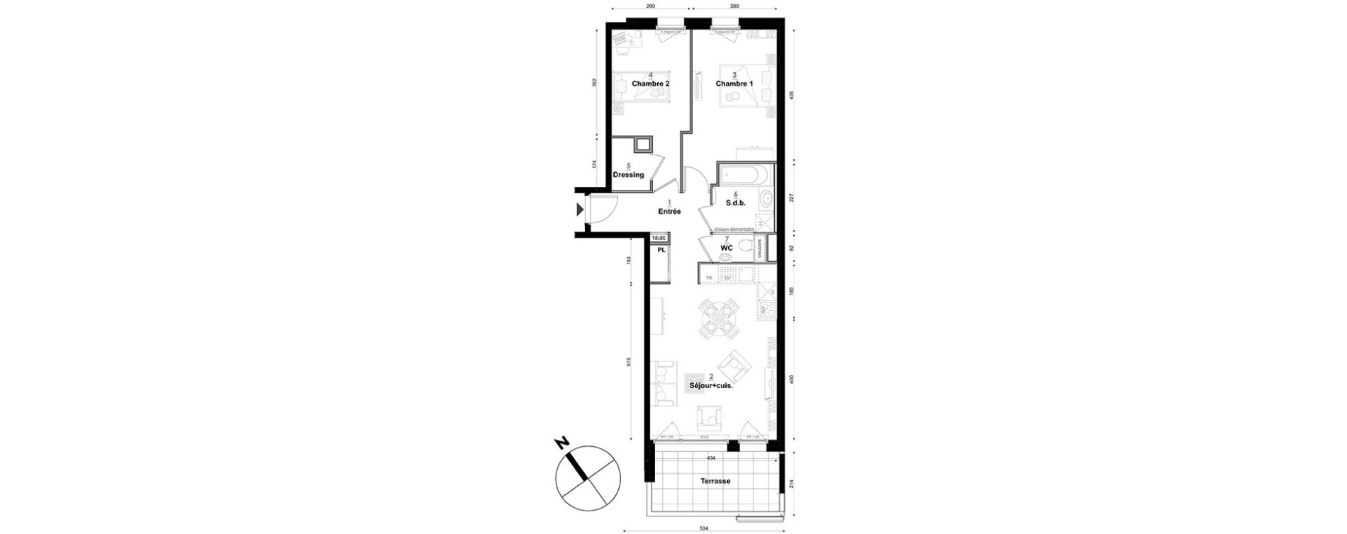 Appartement T3 de 63,23 m2 &agrave; S&eacute;gny Centre