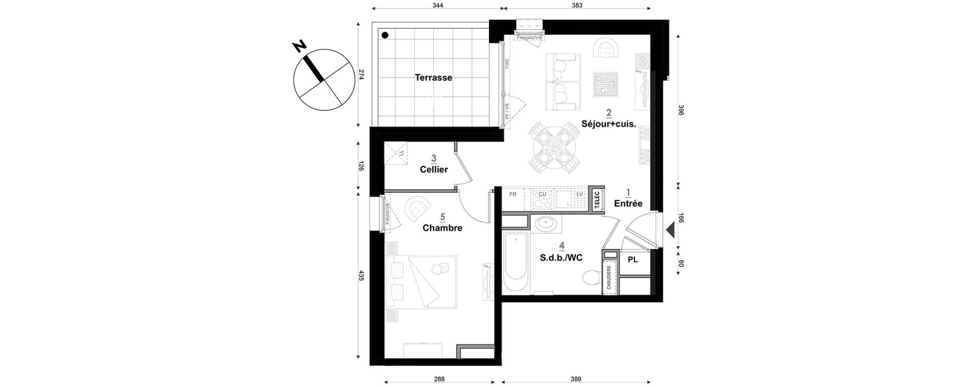 Appartement T2 de 40,45 m2 &agrave; S&eacute;gny Centre