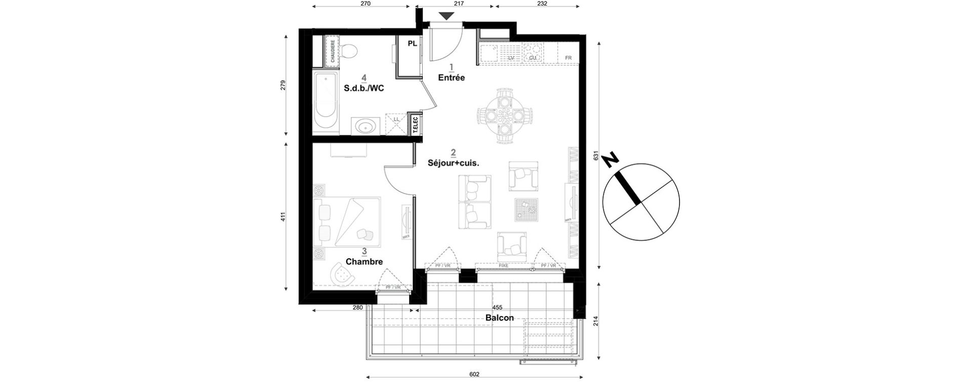 Appartement T2 de 47,54 m2 &agrave; S&eacute;gny Centre
