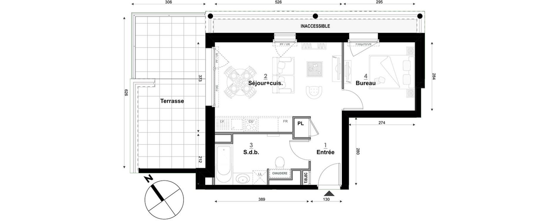 Appartement T1 de 37,54 m2 &agrave; S&eacute;gny Centre