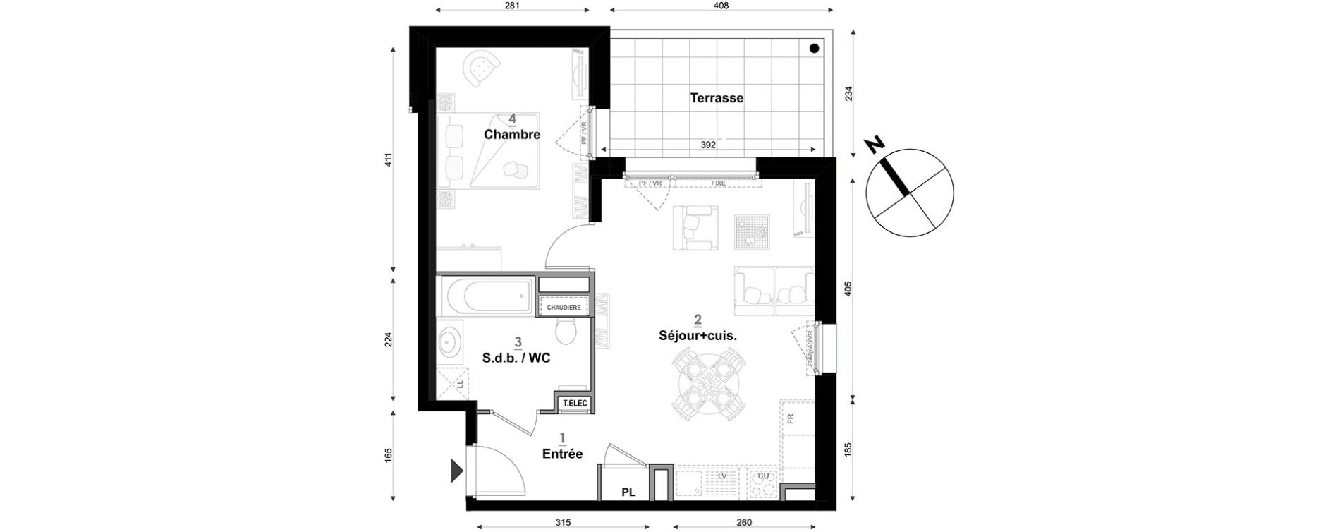 Appartement T2 de 44,01 m2 &agrave; S&eacute;gny Centre
