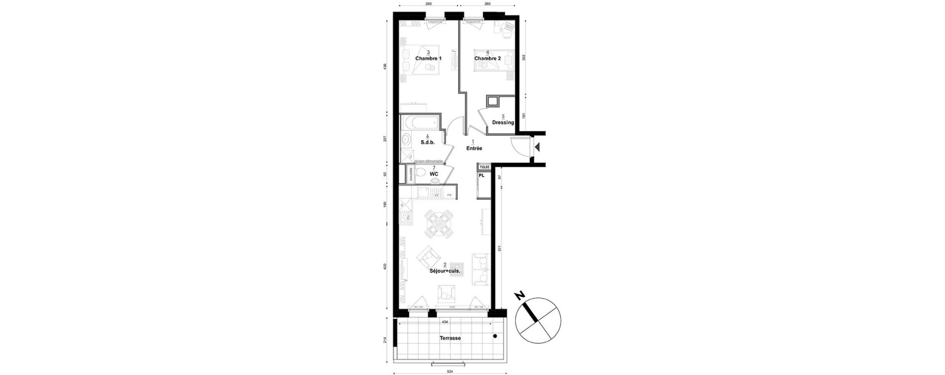 Appartement T3 de 64,18 m2 &agrave; S&eacute;gny Centre