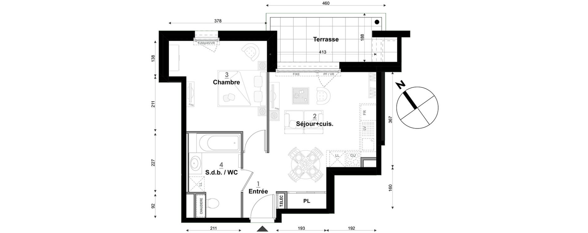 Appartement T2 de 39,18 m2 &agrave; S&eacute;gny Centre