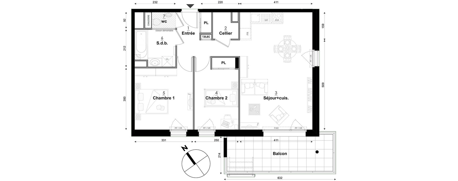 Appartement T3 de 63,91 m2 &agrave; S&eacute;gny Centre