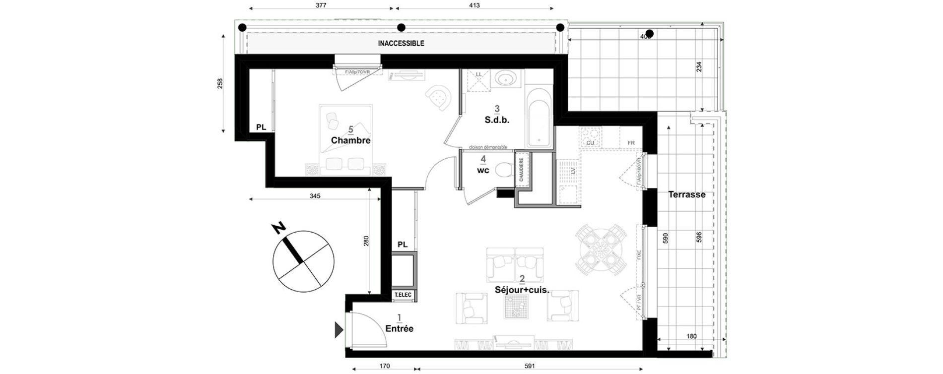 Appartement T2 de 53,04 m2 &agrave; S&eacute;gny Centre