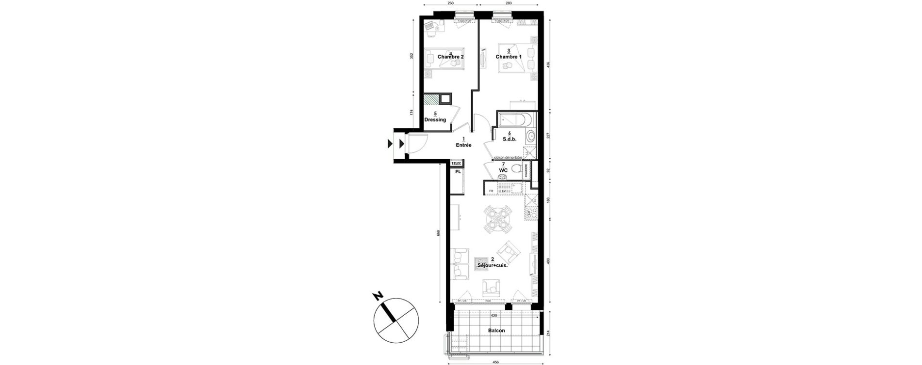Appartement T3 de 63,09 m2 &agrave; S&eacute;gny Centre