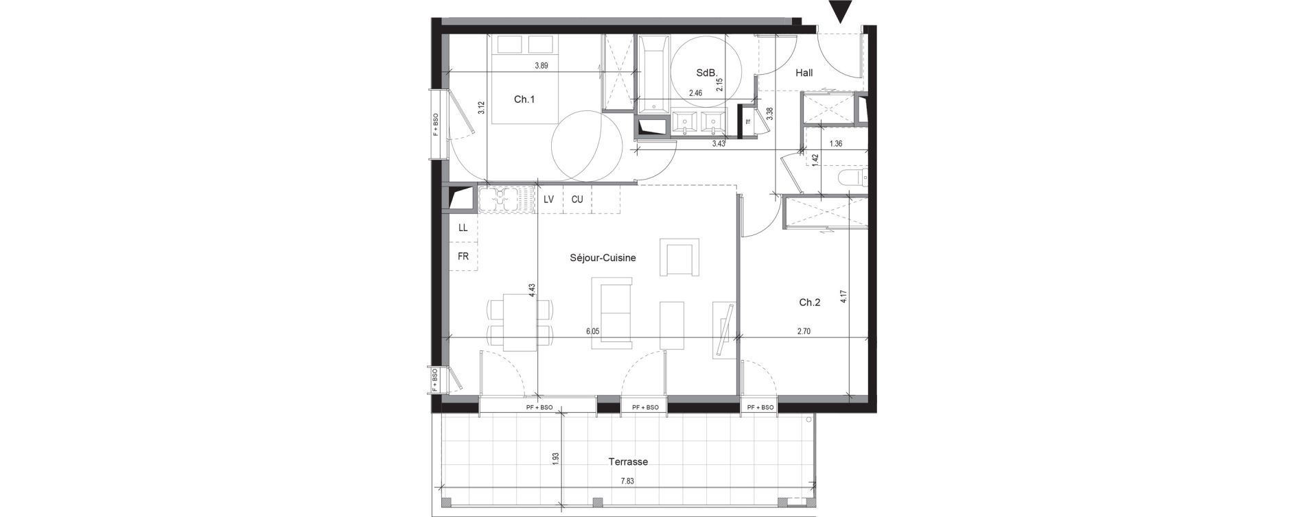 Appartement T3 de 64,50 m2 &agrave; Sergy Centre