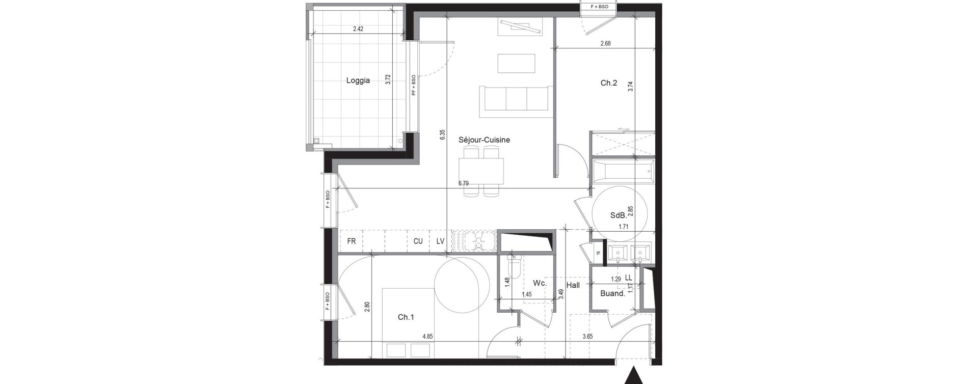 Appartement T3 de 66,65 m2 &agrave; Sergy Centre