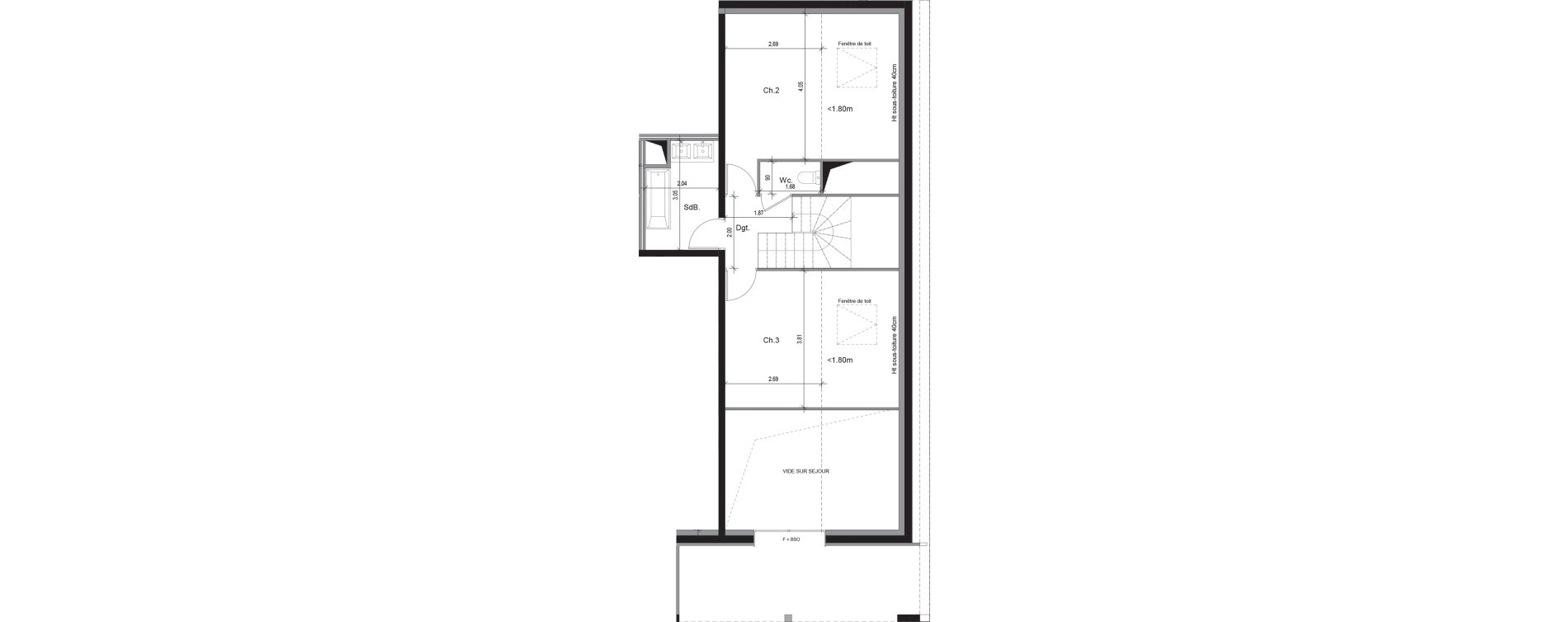 Duplex T4 de 95,95 m2 &agrave; Sergy Centre