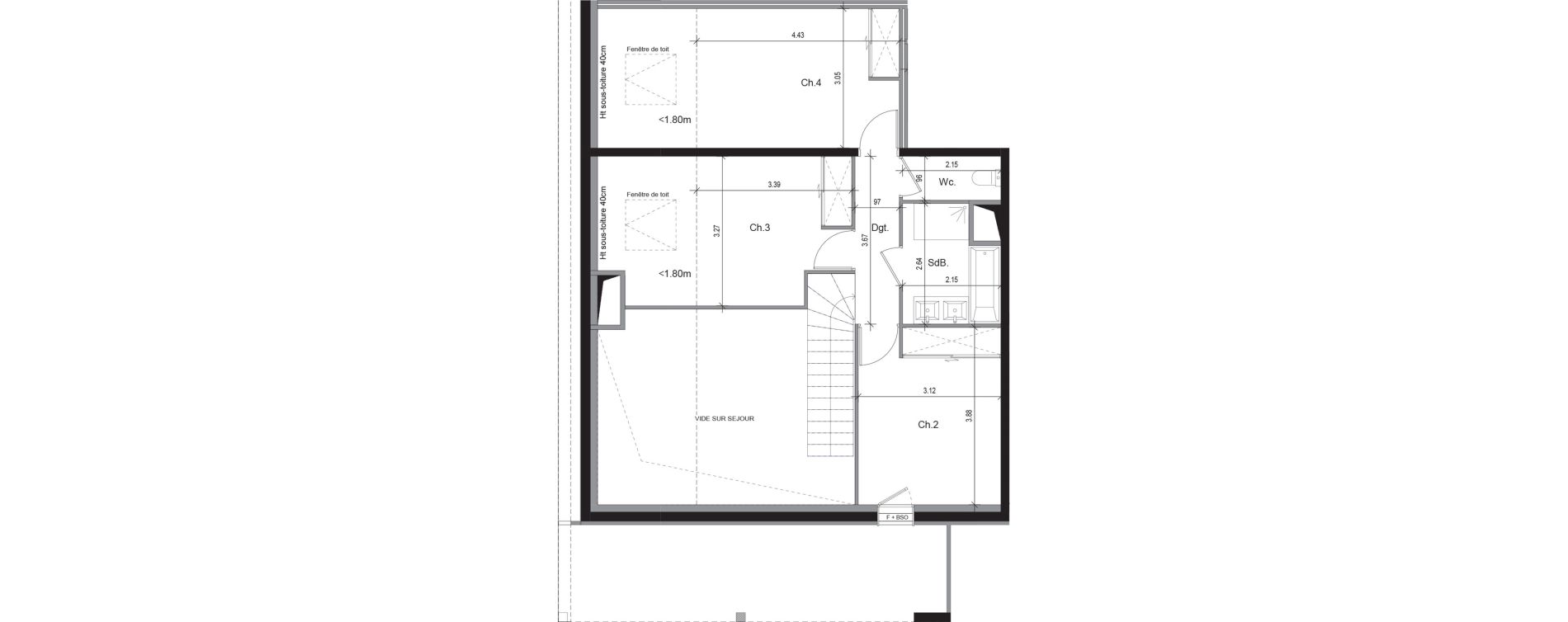 Duplex T5 de 107,75 m2 &agrave; Sergy Centre