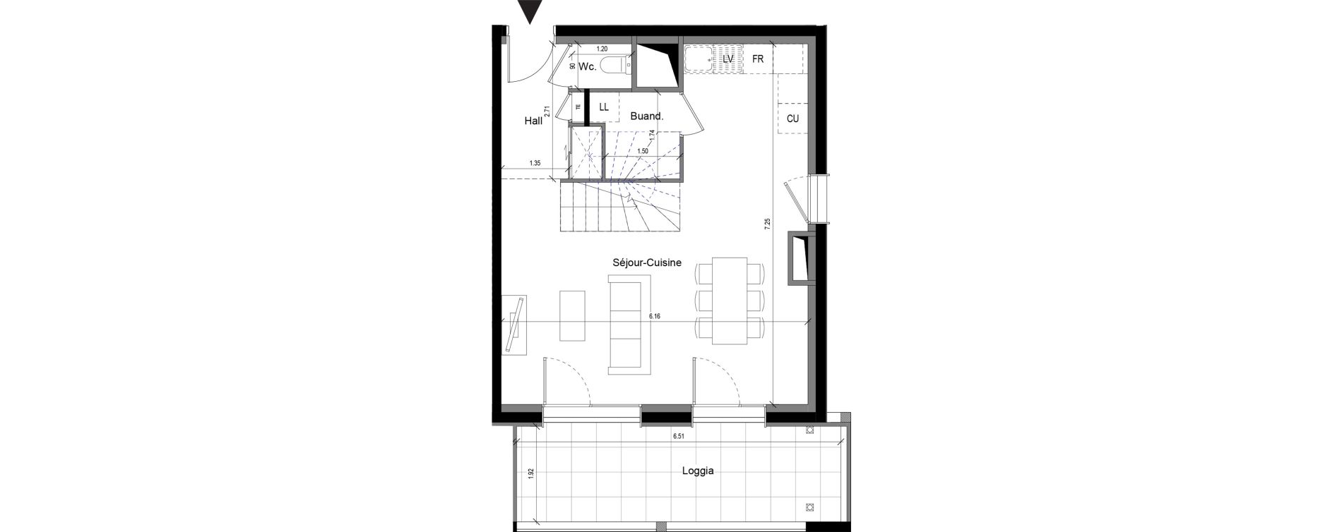 Duplex T4 de 90,00 m2 &agrave; Sergy Centre