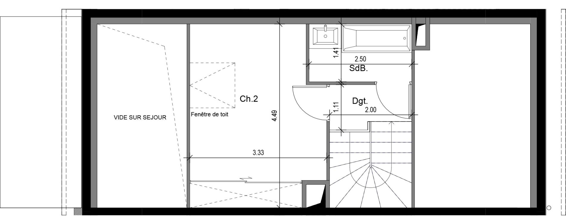 Duplex T3 de 61,85 m2 &agrave; Sergy Centre