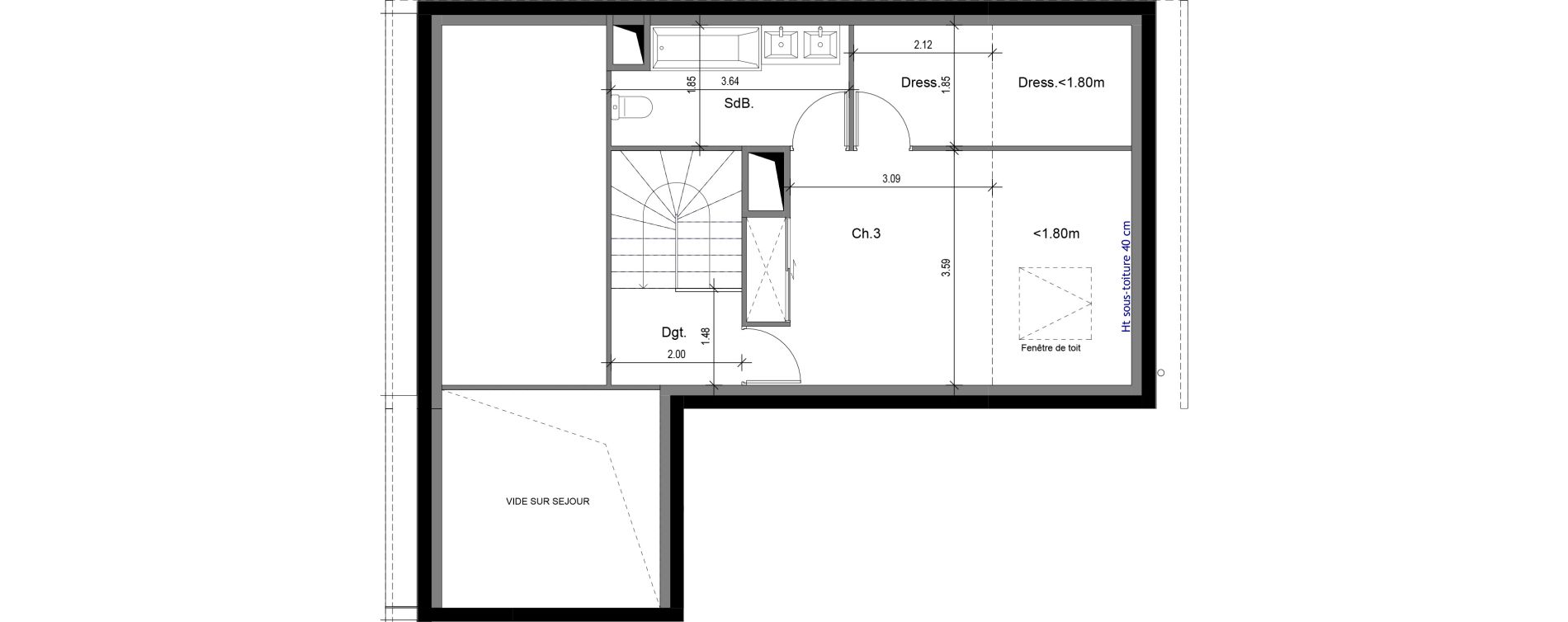 Duplex T4 de 89,70 m2 &agrave; Sergy Centre